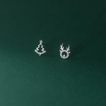 Aretes Asimétricos Reno y Árbol de Navidad
