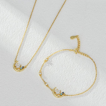 Collar Luna y Estrella con Zirconias de Colores