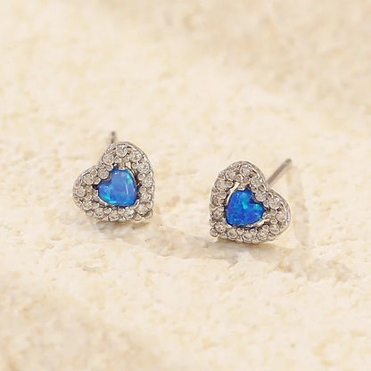 Aretes Corazón de Ópalo con Zirconias