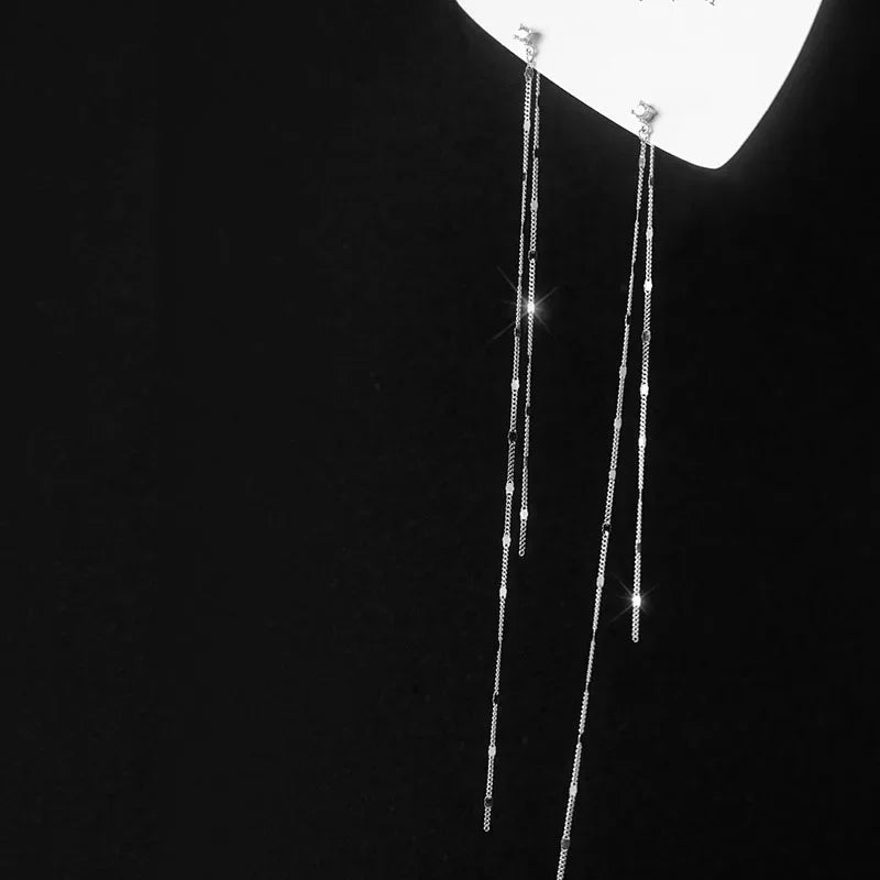 Aretes Largos de Cadena con Zirconia