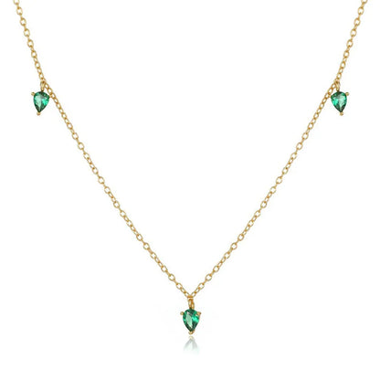 Collar Hoja con Zirconia Verde Esmeralda