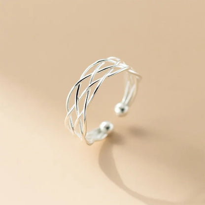 Anillo Abierto Tejido de Capas Cruzadas