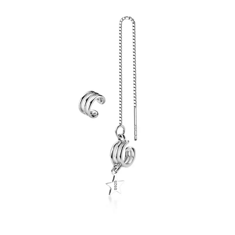Ear Cuff Asimétrico de Tres Cadenas