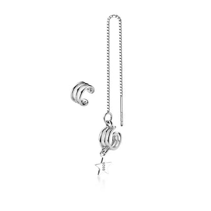 Ear Cuff Asimétrico de Tres Cadenas