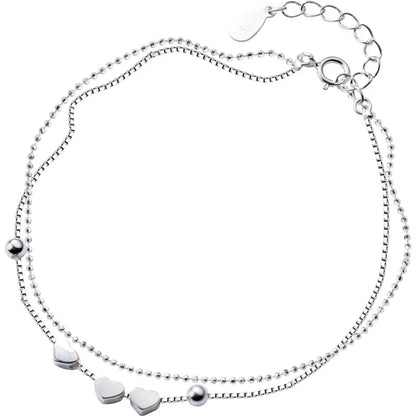 Pulsera Doble Capa Bolitas y Corazón