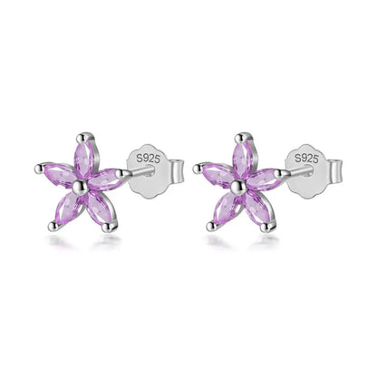 Aretes Flor con Zirconias de Color