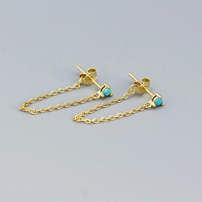 Aretes de Hilo con Zirconias de Colores