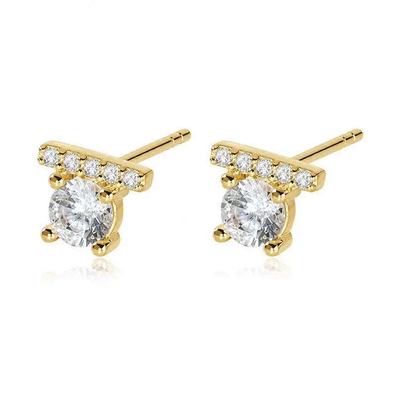 Aretes Botón Redondo con Zirconias