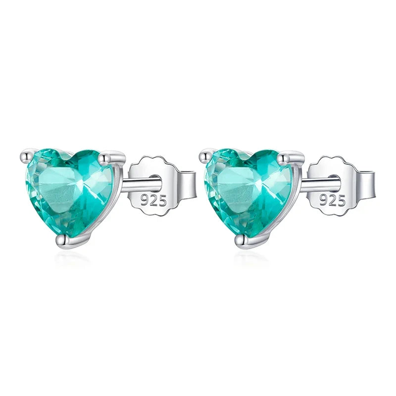 Aretes Mini Corazón con Zirconia de Color