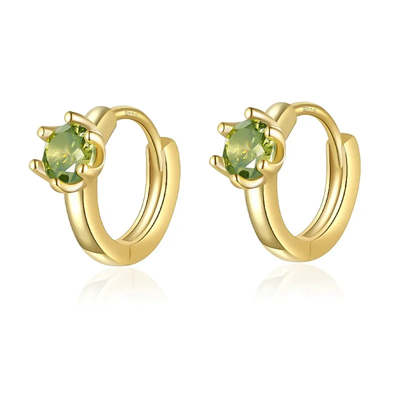 Arracadas Redondas con Zirconia Blanca o Verde