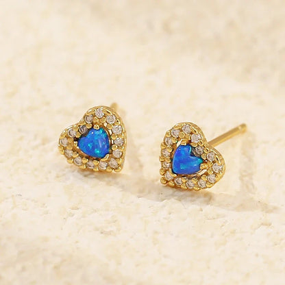 Aretes Corazón de Ópalo con Zirconias