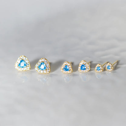 Aretes Corazón con Piedra Azul