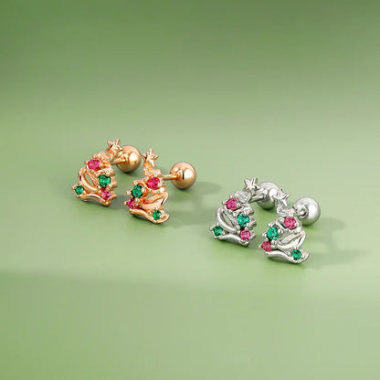 Aretes Árbol de Navidad con Cierre de Rosca
