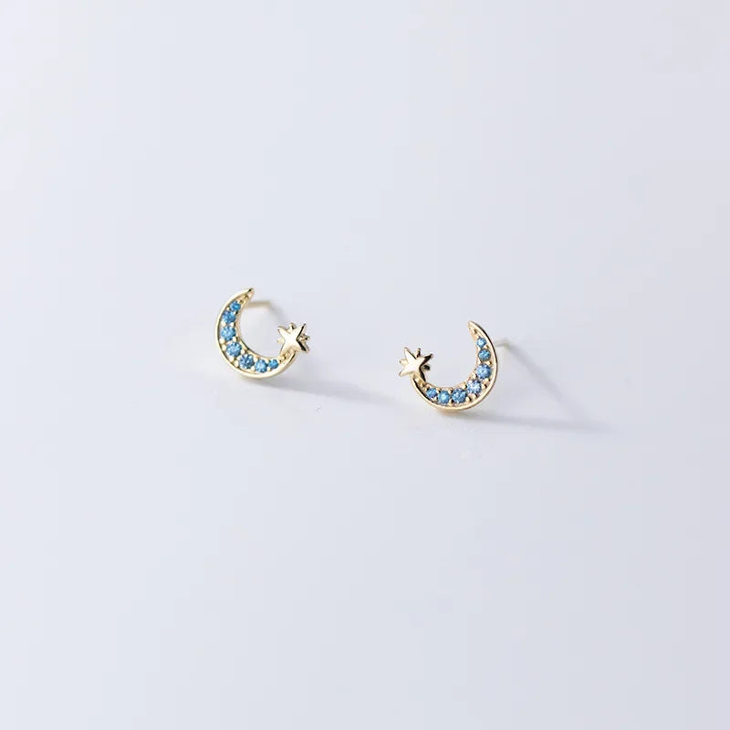 Aretes Luna y Estrella Brillantes