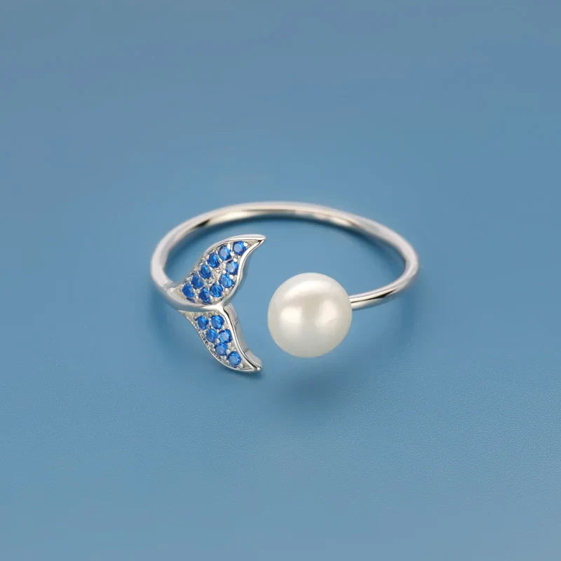 Anillo Cola de Sirena con Perla de Agua Dulce