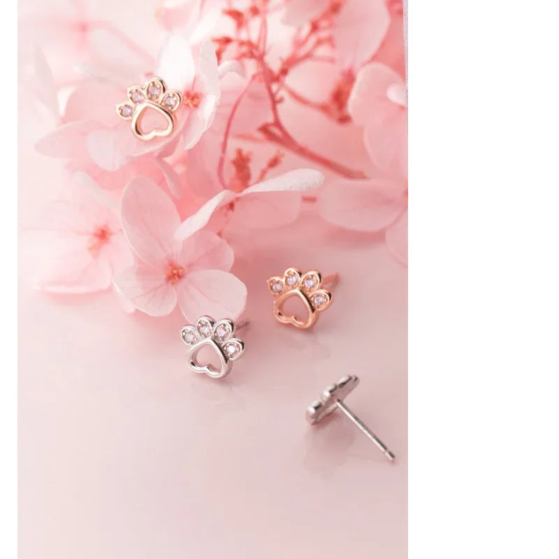 Aretes Huellita con Zirconia Rosa