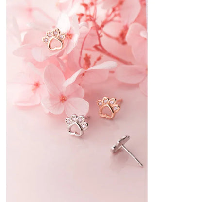 Aretes Huellita con Zirconia Rosa