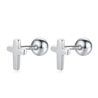 Aretes Mini Cruz con Cierre de Rosca