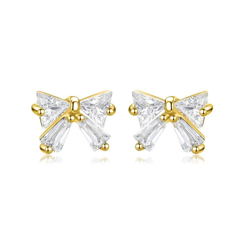 Aretes Moño con Zirconias y Cierre de Rosca