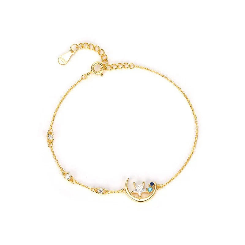 Collar Luna y Estrella con Zirconias de Colores