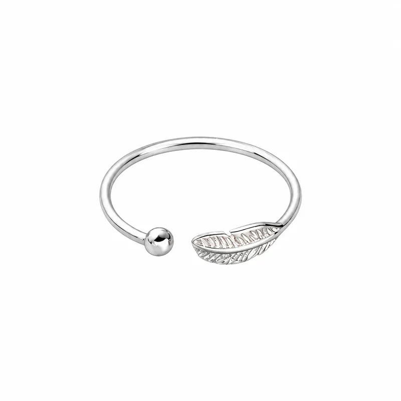 Anillo Abierto Pluma con Esfera