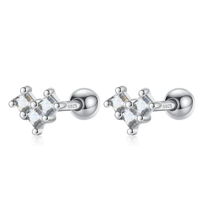 Aretes Bolita con Corazón de Zirconia