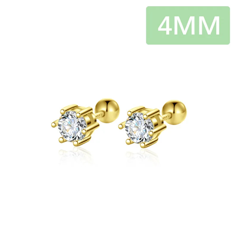 Aretes Zirconia de Seis Garras Dorados o Plateados