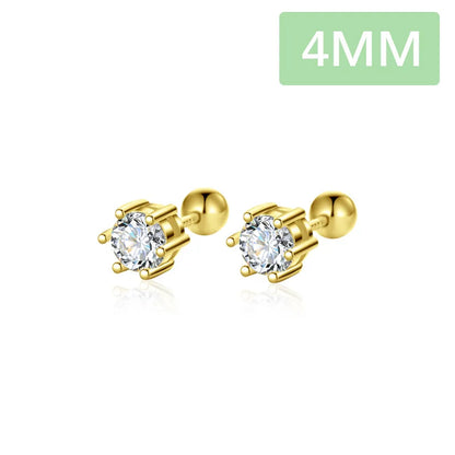 Aretes Zirconia de Seis Garras Dorados o Plateados
