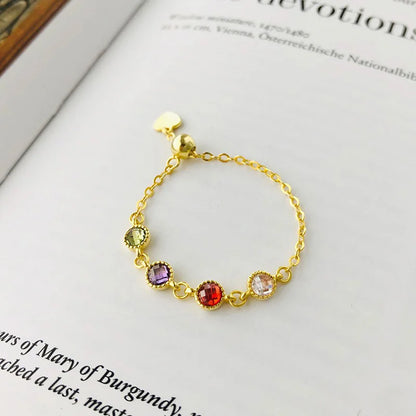 Anillo Cadena con Zirconias de Colores