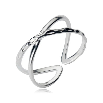 Anillo Abierto de Doble Línea Cruzada