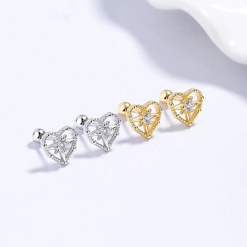 Aretes Corazón Destellante de Zirconia