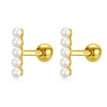 Aretes Perla con Barra o en V