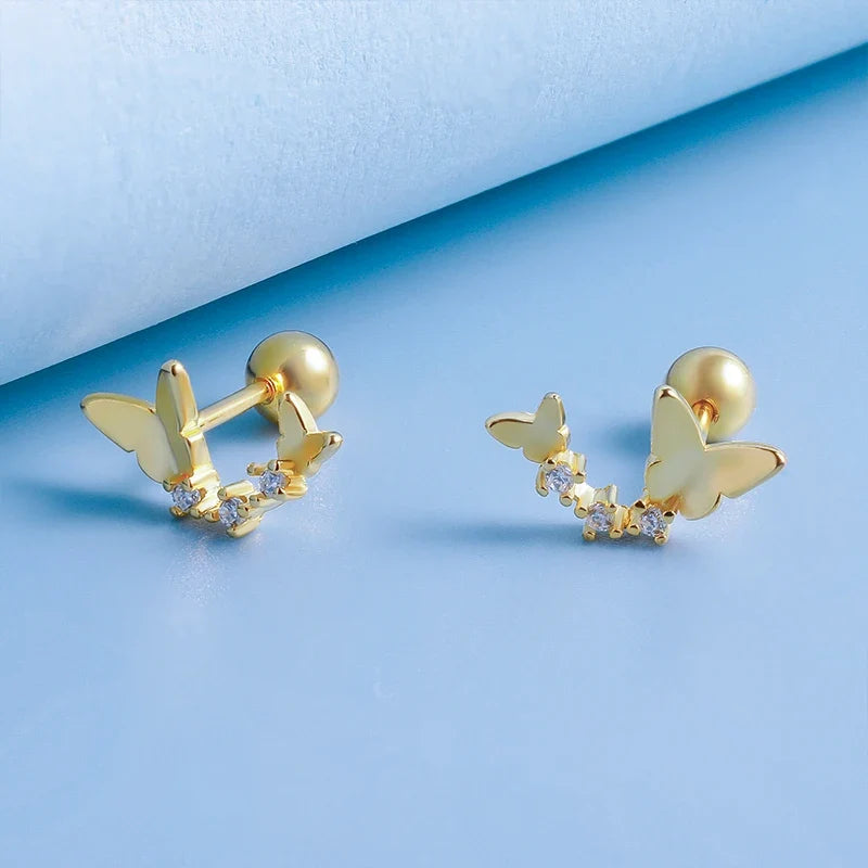 Aretes Mariposa con Zirconias en Cuatro Estilos