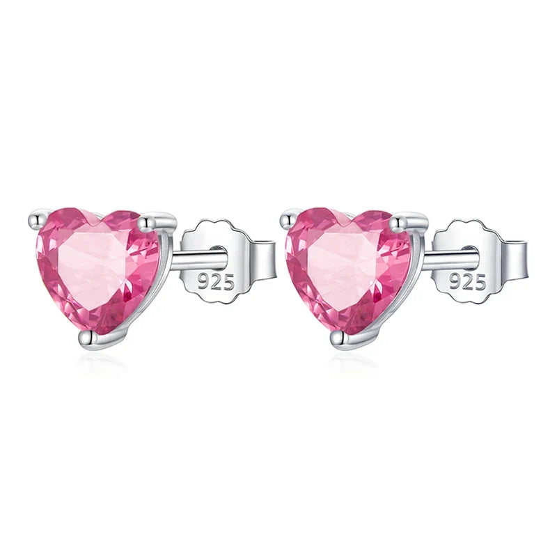 Aretes Mini Corazón con Zirconia de Color