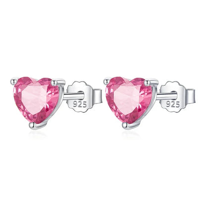 Aretes Mini Corazón con Zirconia de Color