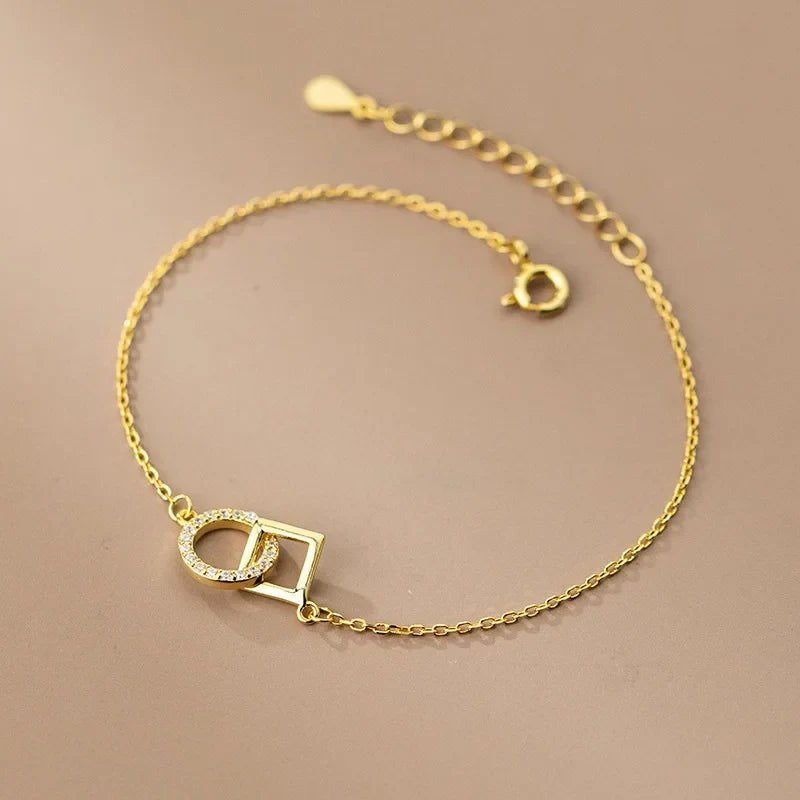 Pulsera con Zirconias Redondas y Cuadradas