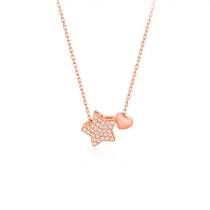 Collar Estrella y Corazón con Zirconias