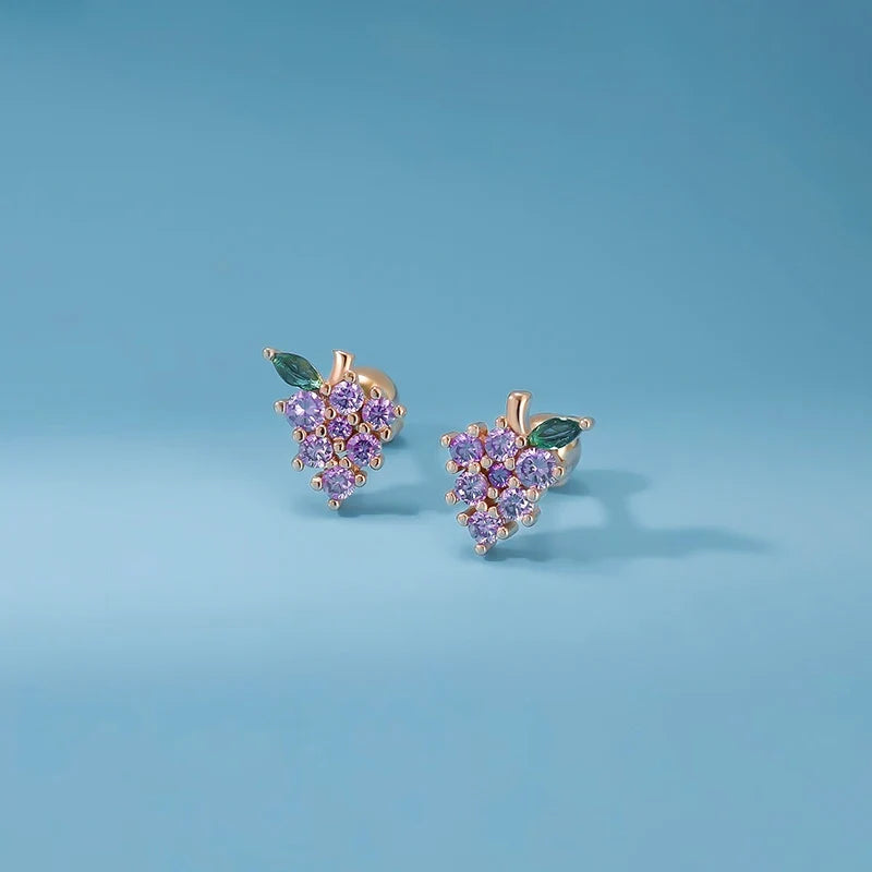 Aretes Uvas Moradas Vintage