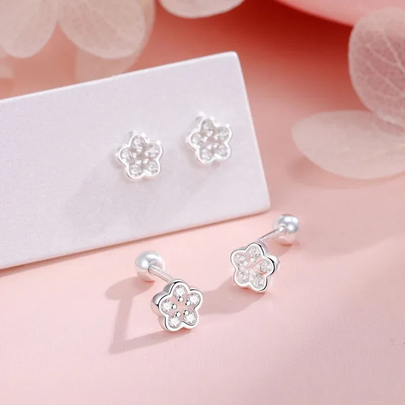 Aretes Flor con Zirconias en Dos Modelos