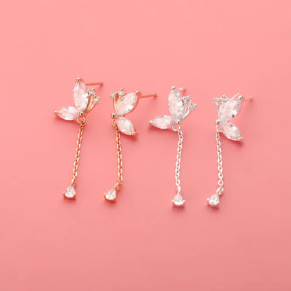 Aretes Mariposa con Cadena Colgante