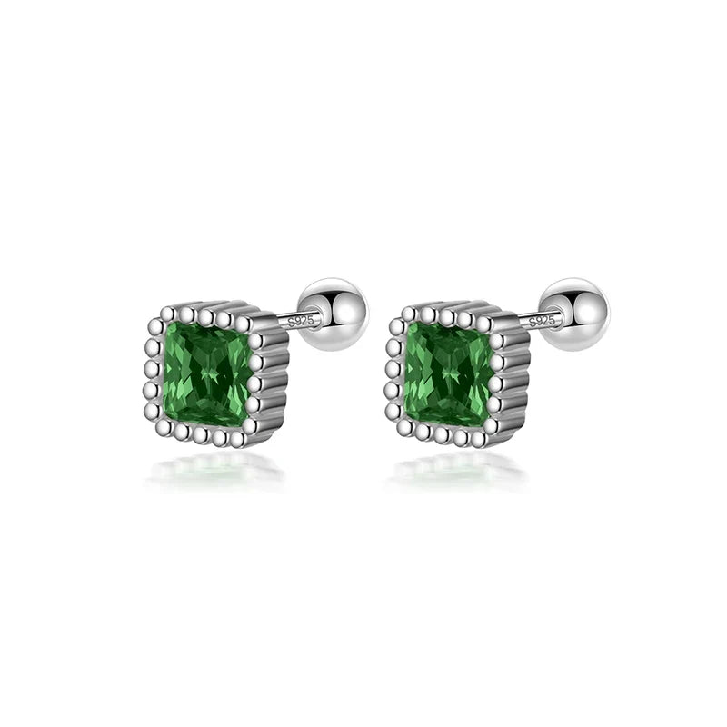 Aretes Cuadrados de Zirconia de Color