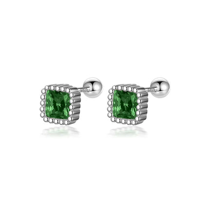 Aretes Cuadrados de Zirconia de Color