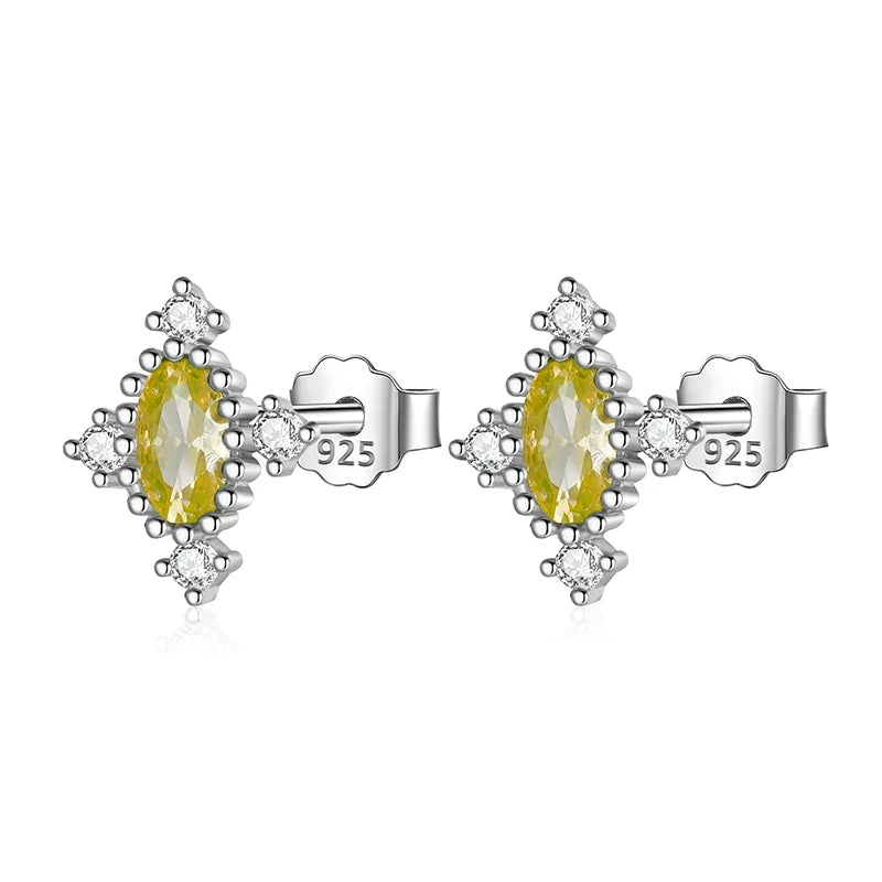 Aretes Geométricos con Zirconia de Color