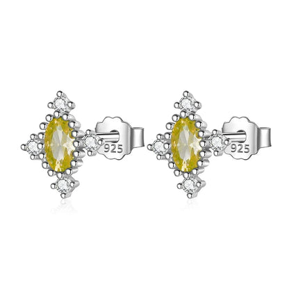 Aretes Geométricos con Zirconia de Color