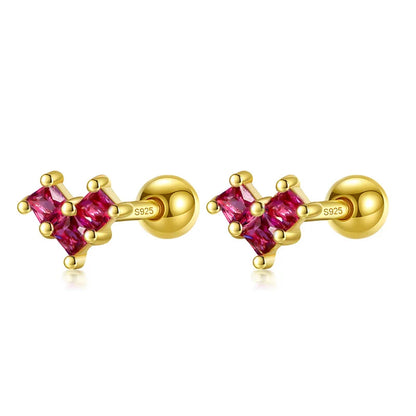 Aretes Bolita con Corazón de Zirconia