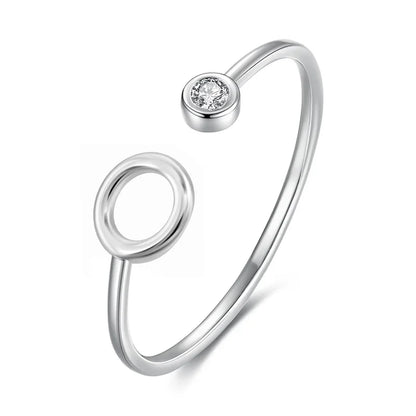 Anillo Abierto Círculo y Triángulo con Zirconias