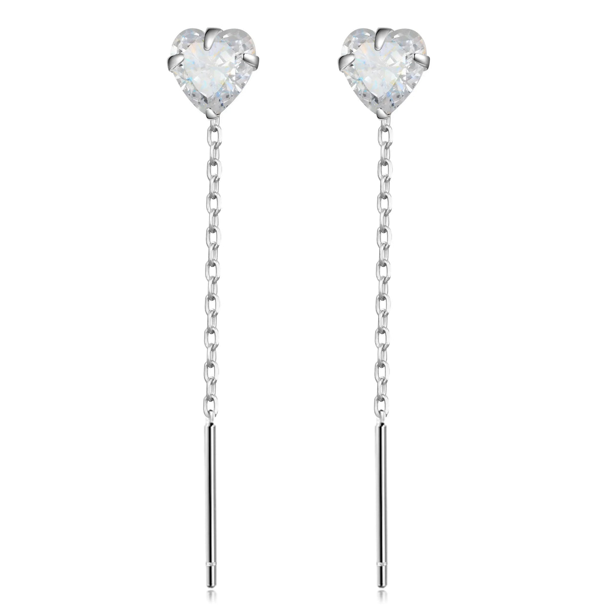 Aretes Largos con Zirconia Colgante en Cinco Formas