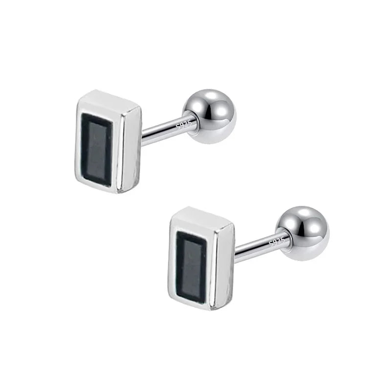 Aretes Zirconia Cuadrada Blanca o Negra