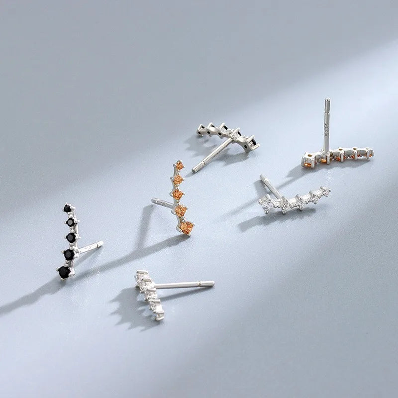 Aretes Curvos con Zirconias de Color