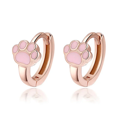 Arracadas Huellita de Gato Rosa